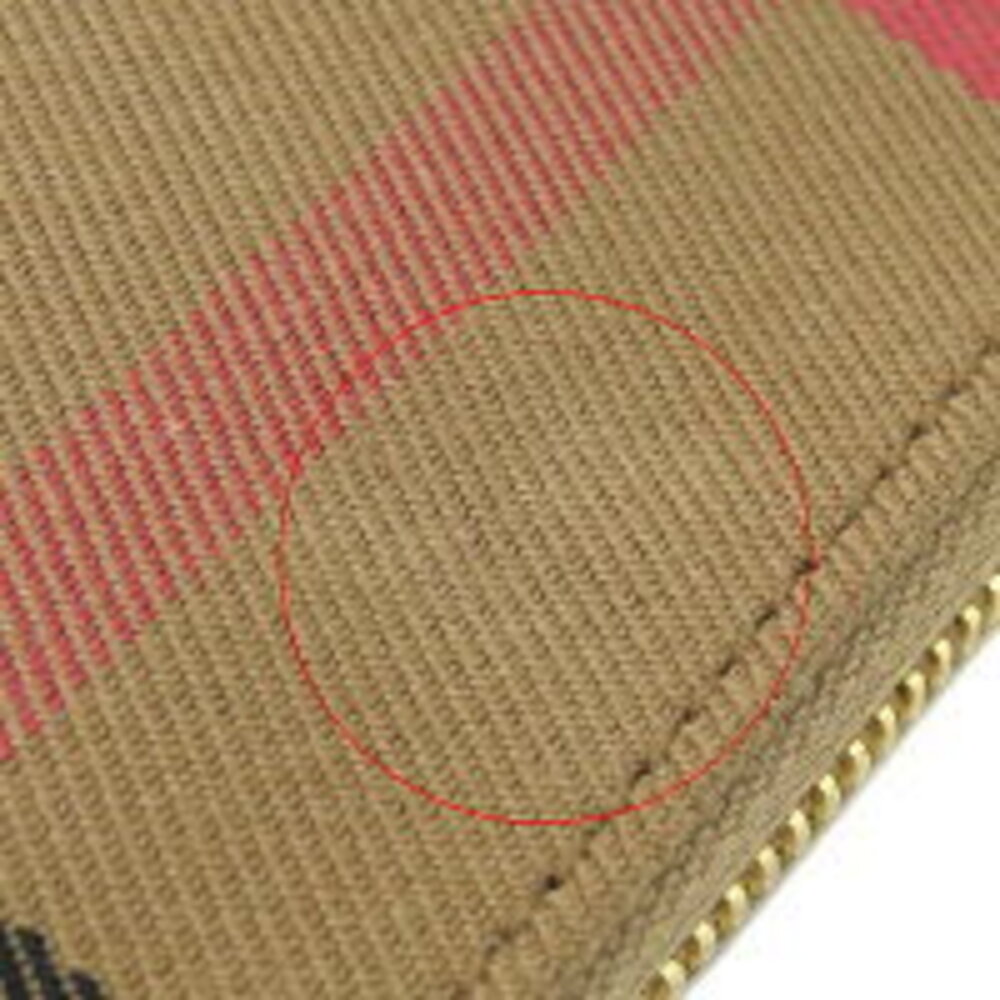 Burberry Round Wallet Check Beige Zip Canvas Mega - Picture 6 of 14